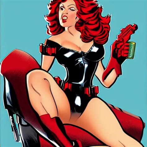 Black Widow Pinup Art By Michael Miller Stable Diffusion Openart