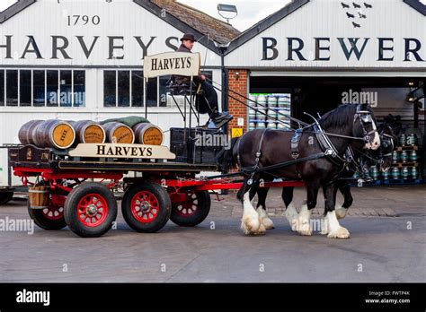 Harveys Brewery Dray And Horses Outside The Brewery Lewes Sussex