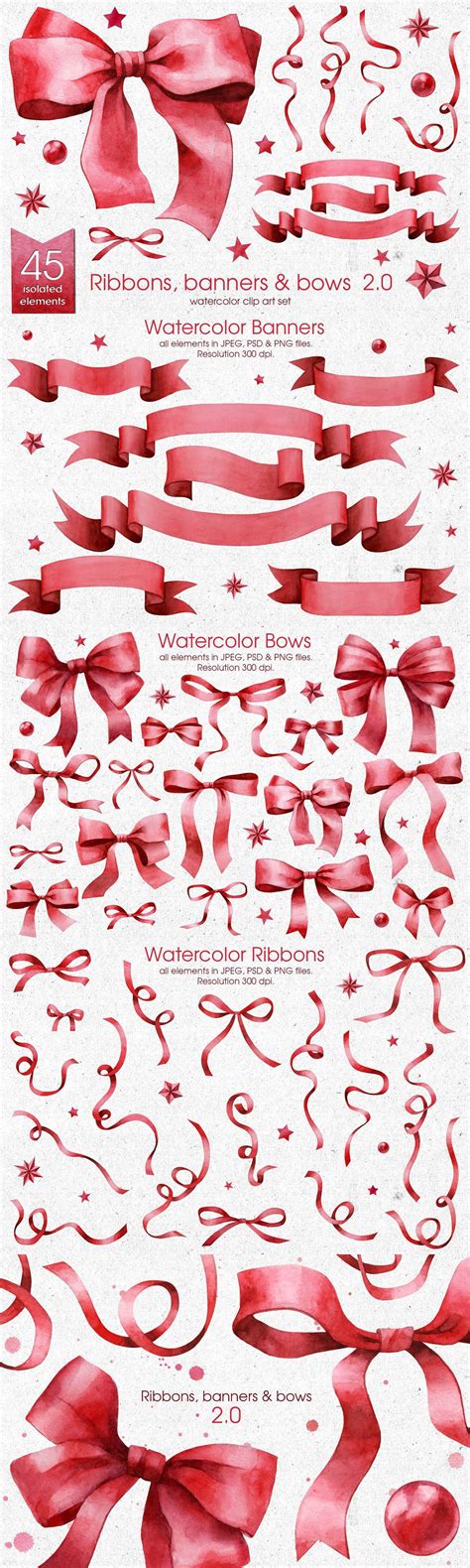 Ribbons Banners And Bows Set 20 Bow Set Banner Bows