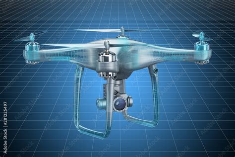 Visualization 3d cad model of drone quadrocopter, blueprint. 3D ...