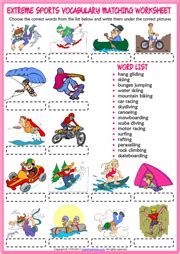 Extreme Sports Esl Vocabulary Worksheets Extreme Sports Esl