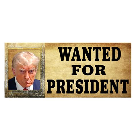 Wanted For President Trump Car Decals Pack Removable Bumper