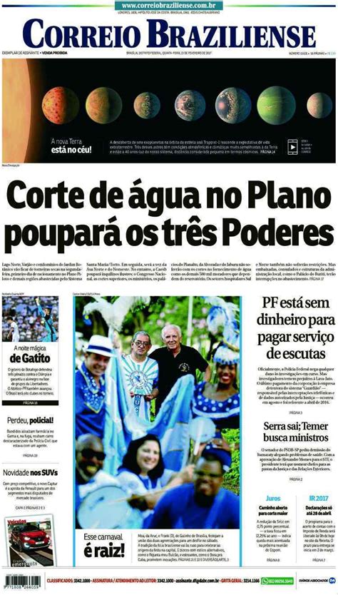 Confira A Capa Do Jornal Correio Braziliense Do Dia 23 02 2017