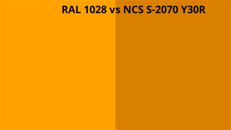 Ral 1028 Vs Ncs S 2070 Y30r Ral Colour Chart Uk