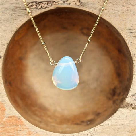 Opalite Necklace Pebble Necklace Crystal Necklace Drop