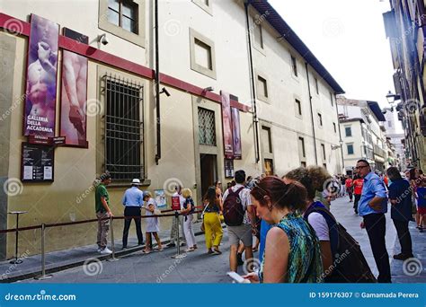 Street View Of The Accademia Gallery In Florence Italy Editorial