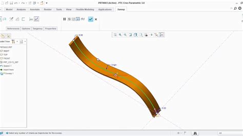 Sweep Using Trajpar Parameter PTC Creo 2 YouTube