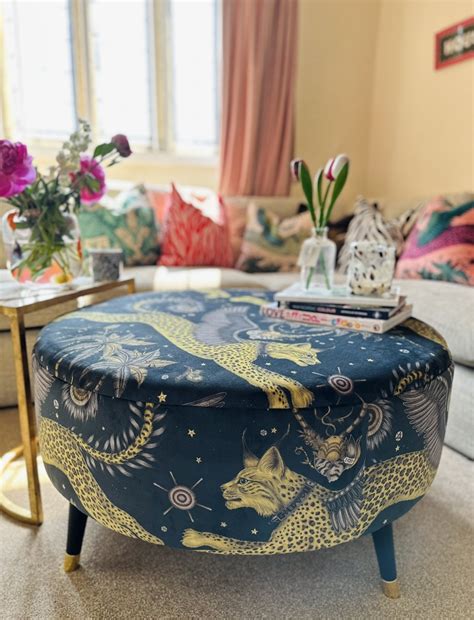 Louis Footstool In Emma J Shipley Lynx Velvet — Sparrow And Plumb