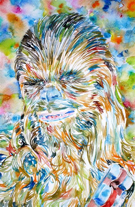 Chewbacca Watercolor Portrait Painting By Fabrizio Cassetta