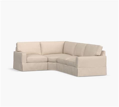 Pb Comfort Square Arm Slipcovered Piece Sectional With Wedge