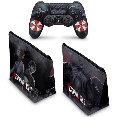 Kit Capa Case E Skin Ps Controle Resident Evil Remake Pop Arte Skins