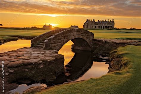 St. Andrews famous bridge and golf course at dawn. Generative AI Stock ...