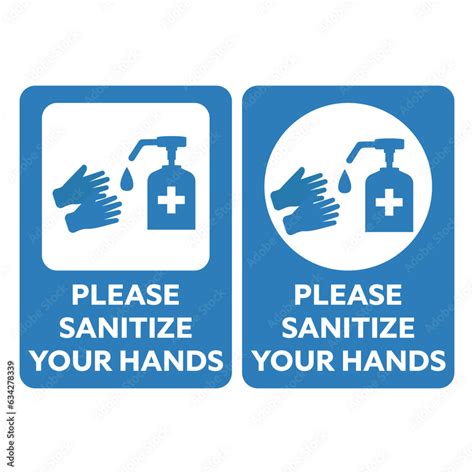 Please Sanitize Your Hands Sign Vector Sanitize Hands Blue Sign