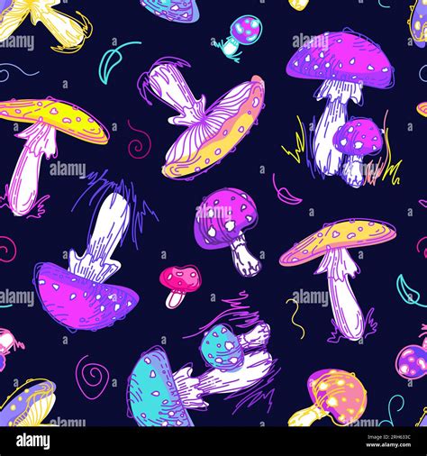 Trippy Colorful Mushrooms