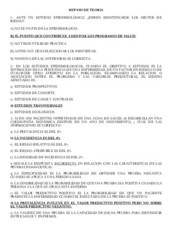 Repaso Preguntas Tipo Test Epidemiologia Con Soluciones Pdf