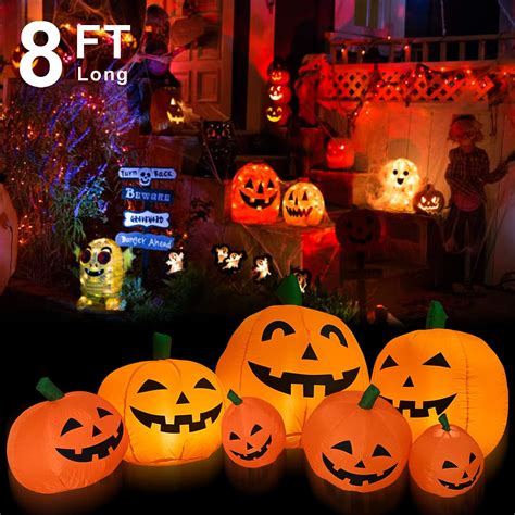 TechKen Halloween Inflatables 8FT Long Inflatable Pumpkins With Built