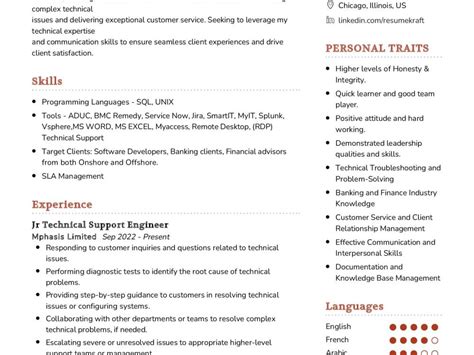 Jr Technical Support Engineer Resume Example In Resumekraft