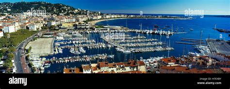 Elevated View Of Cannes Showing Harbour And Promenade Cote D Azur