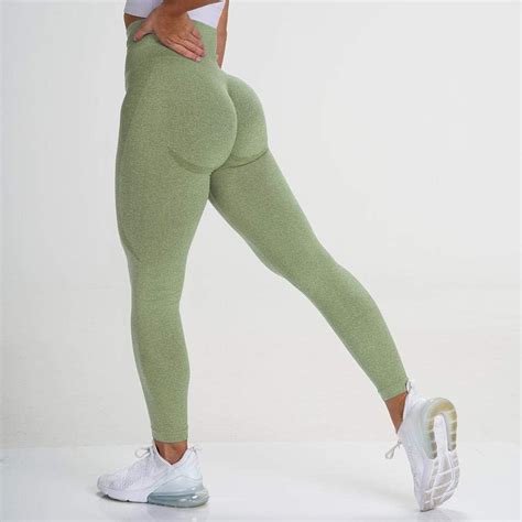 B H Damen Sport Blickdicht Sporthose Yogahose Nahtlos Gestrickte Hüft