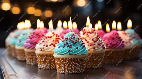 Premium Photo | Colorful happy birthday cupcakes