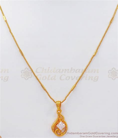 Stylish Gold Plated Diamond Stone Gold Pendant Chain SMDR768