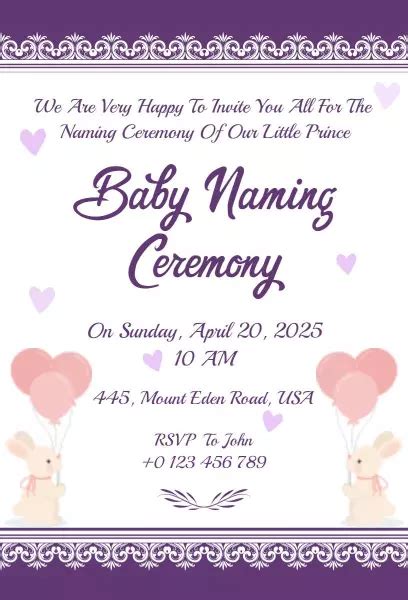 Naming Ceremony Invitation Templates