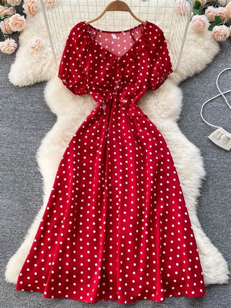 YuooMuoo Big Sale Summer Women Print Polka Dot Dress 2022 New Retro