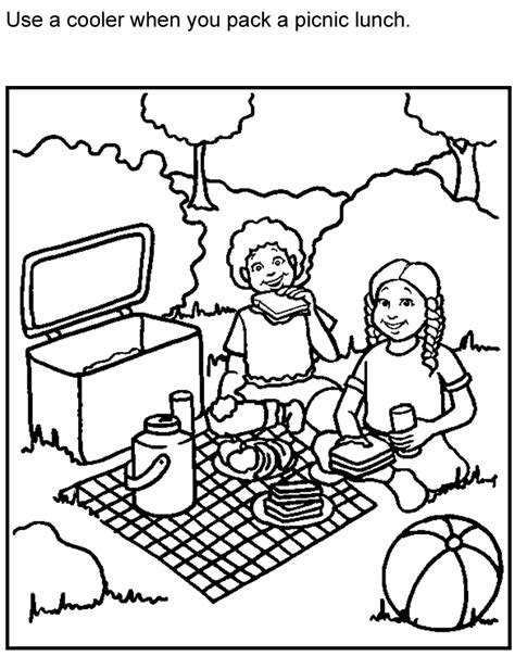 List Of Picnic Coloring Pages