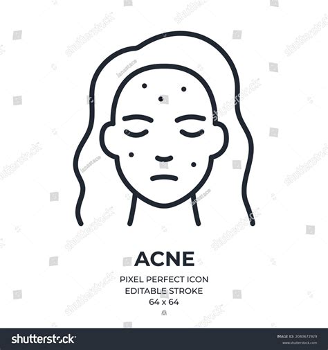 Acne Concept Editable Stroke Outline Icon Stock Vector Royalty Free