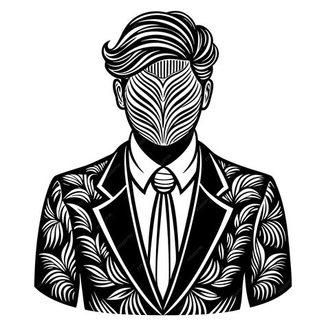 A Black And White Drawing Of A Woman Wearing A Suit And Tie Premium Ai Generated Vector