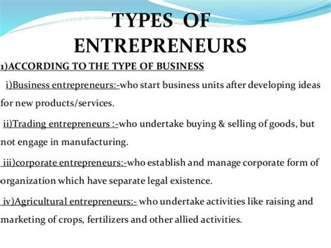 Types Of Entrepreneures