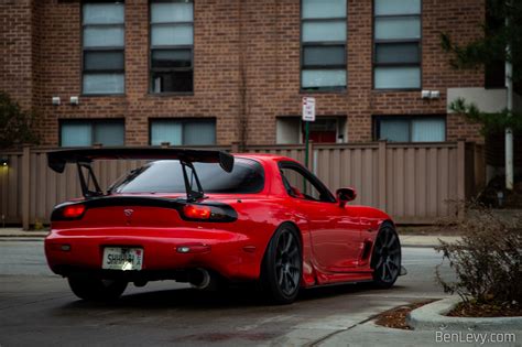 Tall Spoiler On Red Fd Mazda Rx 7