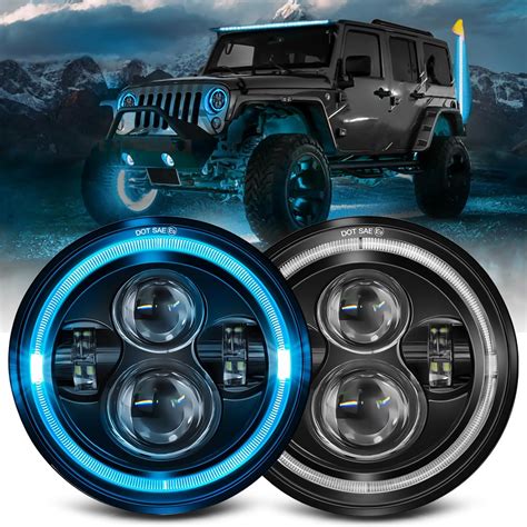 Amazon Uni Shine Inch Ice Blue Halo Led Headlight Hi Lo Beam