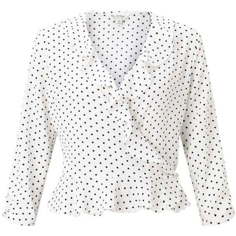 Miss Selfridge Ivory Spotted Ruffle Wrap Blouse 31 195 Crc Liked On