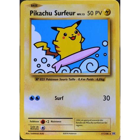 Carte Pok Mon Pikachu Surfeur Niv Secr Te Xy Evolutions