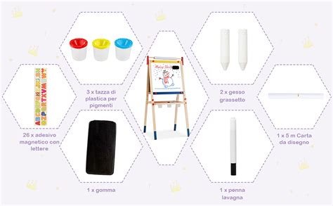 Costway Cavalletto Per Bambini In Lavagna Bifacciale Cavalletto