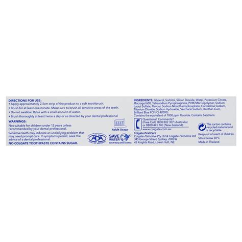 Colgate Sensitive Teeth Pain Whitening Fluoride Toothpaste 110g Glycerol