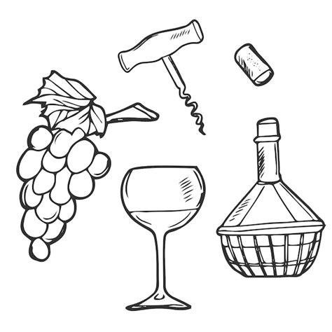 Tiempo Para El Vino Vector Mano Dibujado Bosquejo Ilustraci N