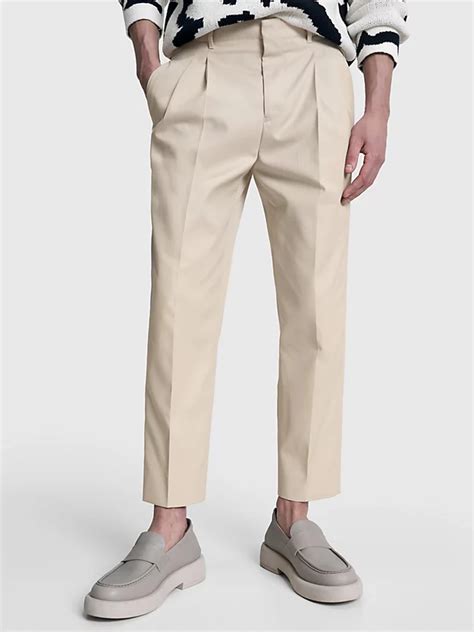 Gabardine Pleated Leg Trousers | WHITE | Tommy Hilfiger