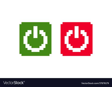 8 Bit Pixel Power Button Launching Red And Green Vector Image