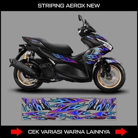 Jual Striping Aerox New Connected Stiker Grafis Api Rainbow Buat