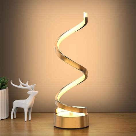 NuÜr Gold Infinity Spiral Led Table Lamp Dimmable Metallic Bedside Lamp With Touch Controller