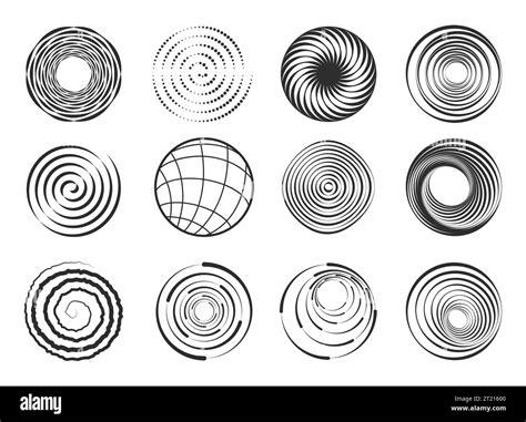 Spiral Shapes Abstract Swirl Geometric Figures Modern Wavy Circle