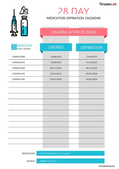 Day Medication Expiration Calendar Keith Duncan