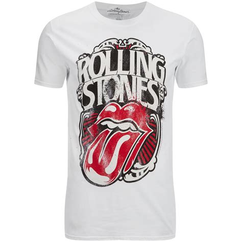 Rolling Stones Mens Logo Tongue T Shirt White Merchandise Zavvide