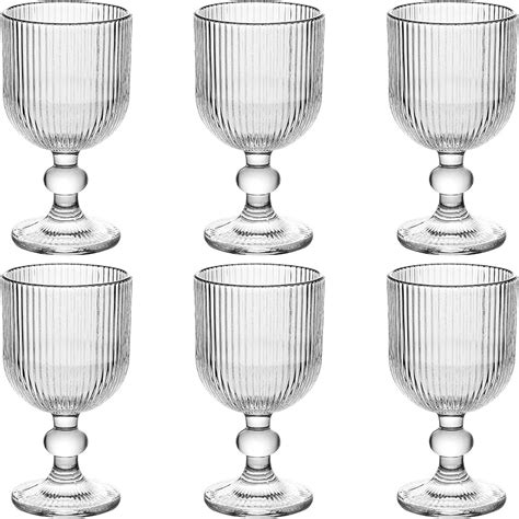 Taganov Vintage Glassware Water Goblets Drinking Clear Wine Glasses Set Of 6