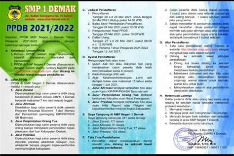 Brosur Ppdb Tahun Ajaran 20212022 Smp N 1 Demak