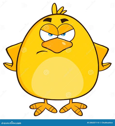 Angry Yellow Chick Cartoon Character Stock Vector Illustration Of