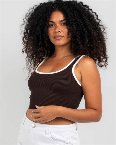 Shop Mooloola Basic Knit Top In Espresso White Fast Shipping And Easy Returns City Beach Australia