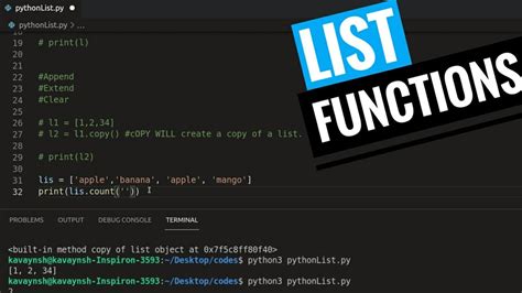 Python List All Functions Clear Extend Append Remove Pop